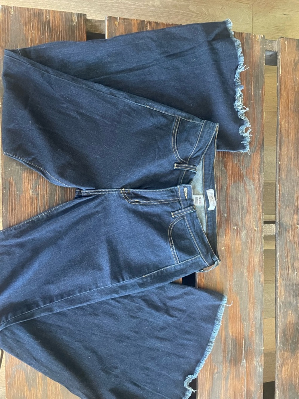 Judy Blue Indigo Wide-Leg Jeans with Frayed Hem